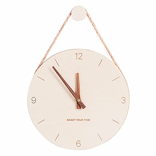PAPUKA Wall Clock Wood 10 Inch Silent Wall Clock Decorative Operated Non Ticking Analog Retro Fashion Clock for Living Room/Kitchen/School/Office/Bedroom…