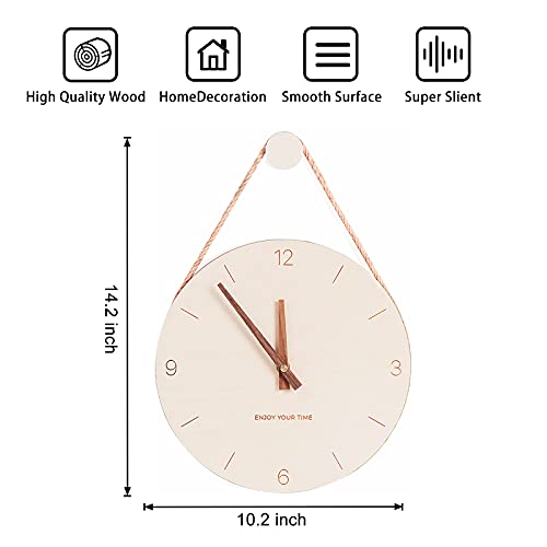 PAPUKA Wall Clock Wood 10 Inch Silent Wall Clock Decorative Operated Non Ticking Analog Retro Fashion Clock for Living Room/Kitchen/School/Office/Bedroom…