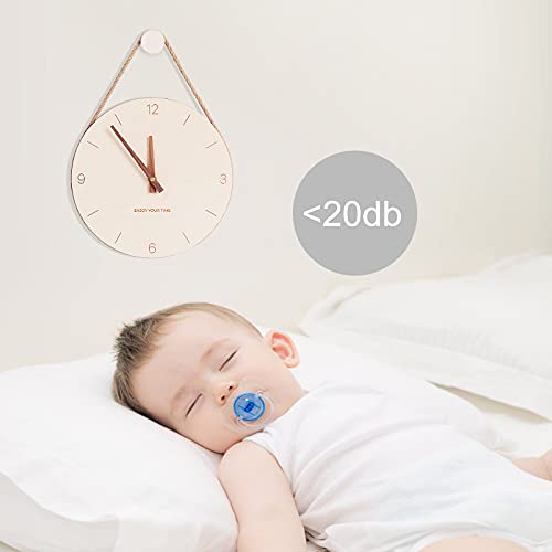 PAPUKA Wall Clock Wood 10 Inch Silent Wall Clock Decorative Operated Non Ticking Analog Retro Fashion Clock for Living Room/Kitchen/School/Office/Bedroom…