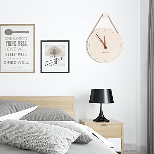 PAPUKA Wall Clock Wood 10 Inch Silent Wall Clock Decorative Operated Non Ticking Analog Retro Fashion Clock for Living Room/Kitchen/School/Office/Bedroom…