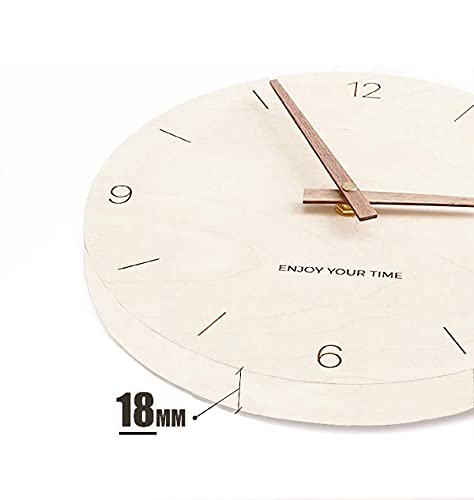 PAPUKA Wall Clock Wood 10 Inch Silent Wall Clock Decorative Operated Non Ticking Analog Retro Fashion Clock for Living Room/Kitchen/School/Office/Bedroom…