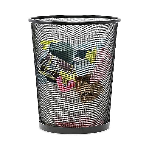 Universal Mesh Wastebasket, 18 qt, Steel Mesh, Black