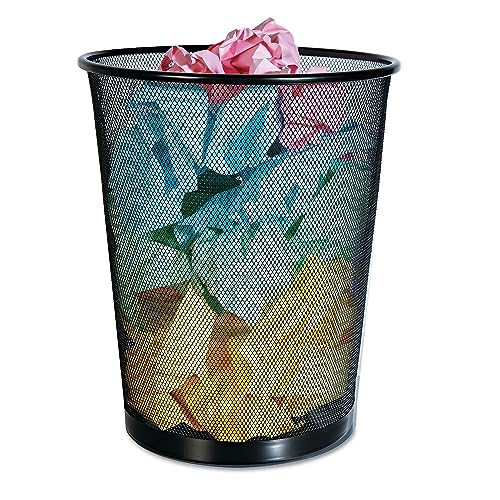 Universal Mesh Wastebasket, 18 qt, Steel Mesh, Black