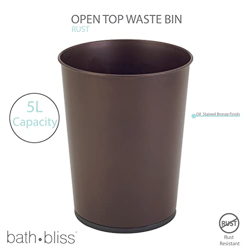 5 Liter Small Wastebasket | 9.7 Inches Height | Round Open Top | Trash Can | Bathroom | Bedroom | Kitchen | Dorm | Office | Disposal Waste Bin | Garbage Container | Oil Rubbed Bronze