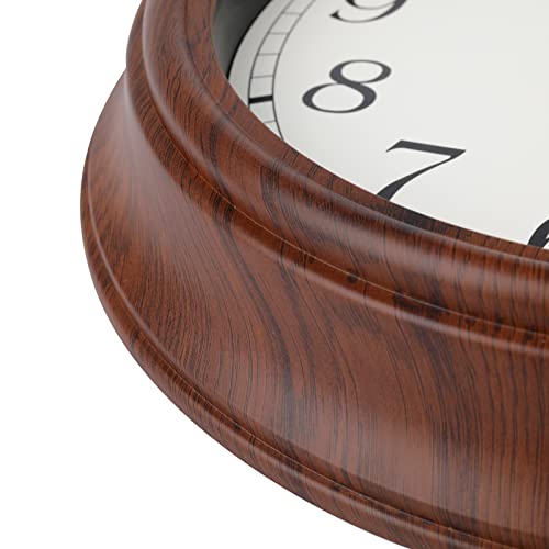 Wall Clock Retro 12 Inch Silent Non-Ticking Simulated Wood Wall Clocks Battery Operated Analog Classic Clock Decorative for Home Kitchen Bathroom Living Room Office,Brown,Gifts for Dad Fathers Day