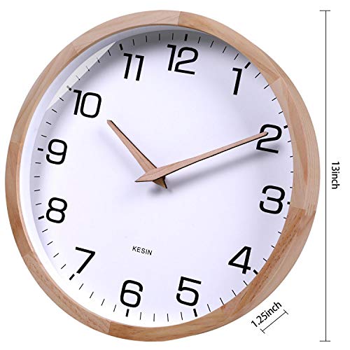 12-Inch Wooden Silent Wall Clock in White