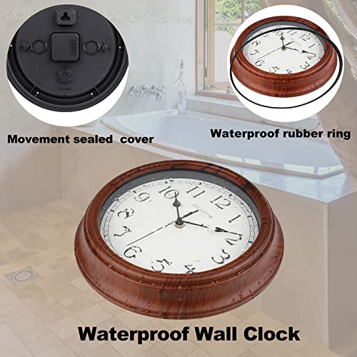 Wall Clock Retro 12 Inch Silent Non-Ticking Simulated Wood Wall Clocks Battery Operated Analog Classic Clock Decorative for Home Kitchen Bathroom Living Room Office,Brown,Gifts for Dad Fathers Day