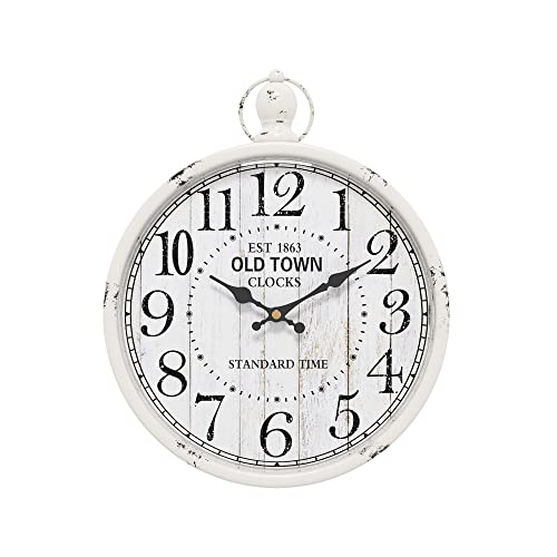 Menterry Retro Wall Clock. Vintage Antique Style Wall Clocks. Battery Operated Silent Wall Clocks for Farmhouse,Rustic,Kitchen,Bedroom,Office, (11.8" H x 9.3" W) (White)