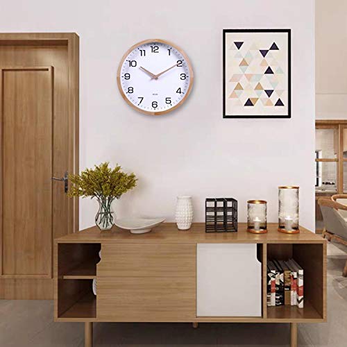 12-Inch Wooden Silent Wall Clock in White