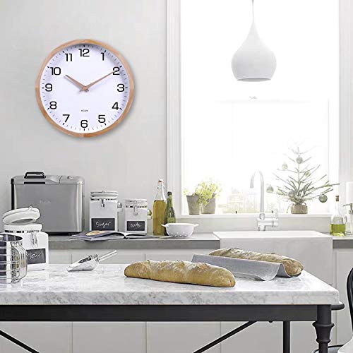 12-Inch Wooden Silent Wall Clock in White