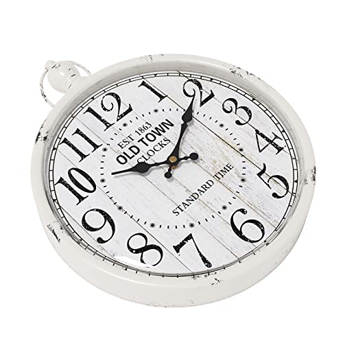 Menterry Retro Wall Clock. Vintage Antique Style Wall Clocks. Battery Operated Silent Wall Clocks for Farmhouse,Rustic,Kitchen,Bedroom,Office, (11.8" H x 9.3" W) (White)