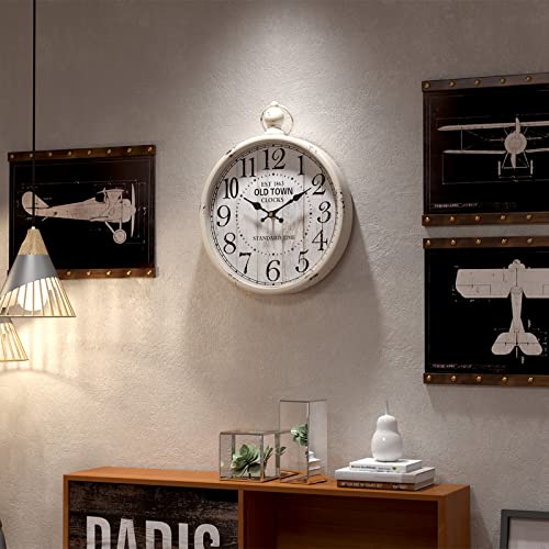 Menterry Retro Wall Clock. Vintage Antique Style Wall Clocks. Battery Operated Silent Wall Clocks for Farmhouse,Rustic,Kitchen,Bedroom,Office, (11.8" H x 9.3" W) (White)