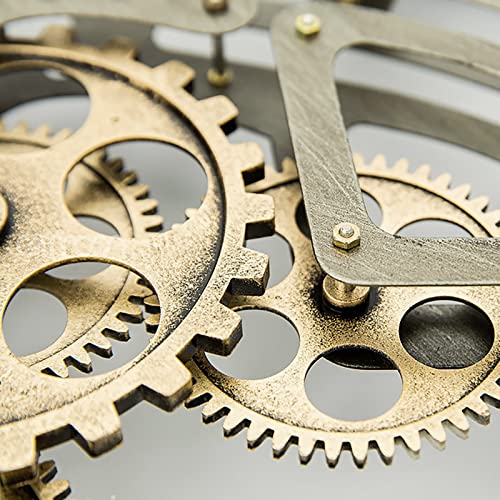 XYFZRL Large Wall Clock with Real Moving Gears 26In Farmhouse Industrial Steampunk Aesthetics Art Home Decor Clock Modern Metal Silent Wall Clock for Living Room Decor Kitchen Office (Bronze Copper)