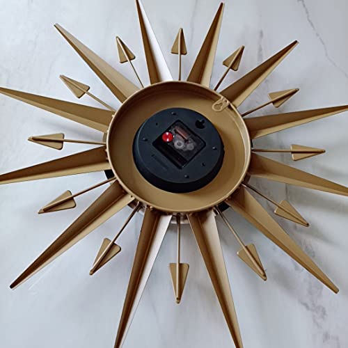 SHISEDECO Mid-Century Instruments Satellite Metal Crystal Wall Clock, Large Starburst Decoration for Home, Kitchen,Living Room,Office (Classic Blue 30")