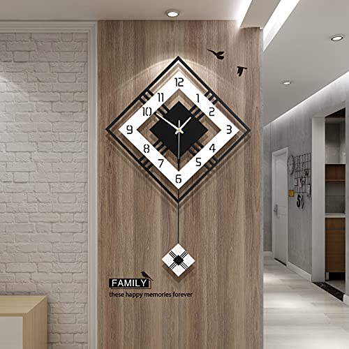 FLEBLE Extra Large Wall Clocks for Living Room Decor Modern Big Silent Pendulum Wall Clock Battery Operated Quartz for Office Indoor 30 Inch Giant Black Wall Clock Home decoratives for Kitchen Bedroom
