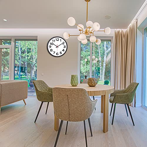 Wall Clock Battery Operated Silent Non-Ticking Easy to Read Modern Decorative for Home Office School (10 Inch Black)