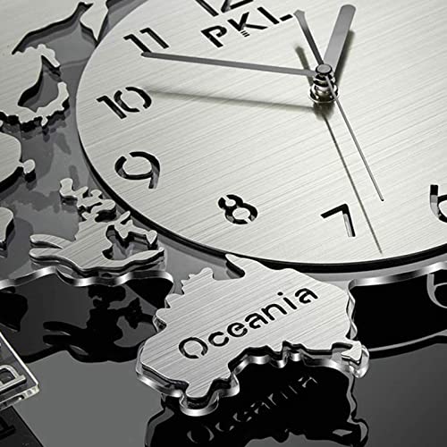 3D World Map Wall Clock, Modern Nordic Wall Art Decor, Acrylic Silent No Tick Home Bedroom Office Clock, Silent Wall Clock,47 * 22in