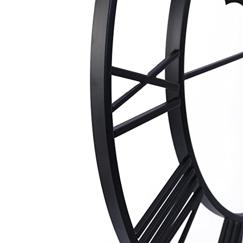 CLXEAST 30 Inch Large Wall Clock Modern, Oversized Roman Numeral Decorative Art Metal Wall Clock, Indoor Silent Clock for Living Room Decor,Fireplace,Office- Black(30")