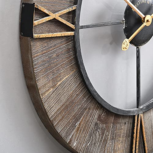 FirsTime & Co. Gray Farley Wall Clock for Home Office, School, Kitchen, Living Room, Bedroom, Round, Wood, Farmhouse, 24.5 x 2 x 24.5 inches