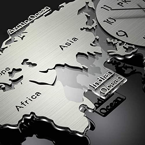 3D World Map Wall Clock, Modern Nordic Wall Art Decor, Acrylic Silent No Tick Home Bedroom Office Clock, Silent Wall Clock,47 * 22in