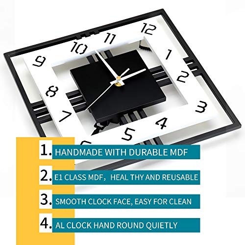 FLEBLE Extra Large Wall Clocks for Living Room Decor Modern Big Silent Pendulum Wall Clock Battery Operated Quartz for Office Indoor 30 Inch Giant Black Wall Clock Home decoratives for Kitchen Bedroom