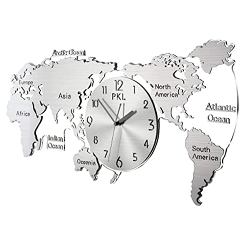 3D World Map Wall Clock, Modern Nordic Wall Art Decor, Acrylic Silent No Tick Home Bedroom Office Clock, Silent Wall Clock,47 * 22in