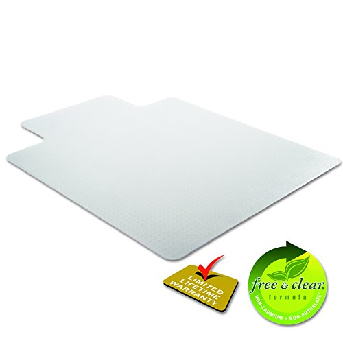 deflecto Beveled Clear 45x53 w/Lip Medium Pile Carpet SuperMat Frequent Use Chair Mat