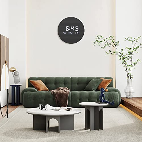 Wall Clock,TOSTOG Digital Wall Clock Silent Kitchen Clock Non Ticking Wall clock,10 Inch LED Wall Clocks with Display of Time/Date/and Temperature,Wooden Clock Decor for Living Room and Office