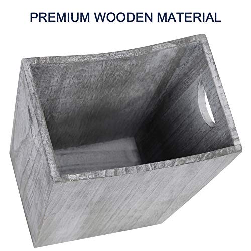 Office Trash Can Wood Wastebasket Farmhouse Style Rustic Wood Trash Can with Handle Durable Small Trash Can Wooden Country Style Garbage Container Bin for Bathroom, Office, Bedroom, Living Room