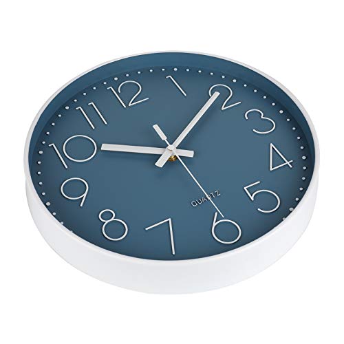 12-Inch Silent Quartz Round Wall Clock - Cerulean