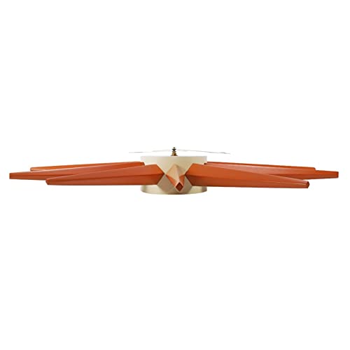 SHISEDECO Modern Sunburst Clock in Orange - Non Ticking, Wooden Mid Century Retro Design Decorative Silent Wall Quartz Clock for Home, Kitchen,Living Room,Office and Bedroom etc.(Orange)