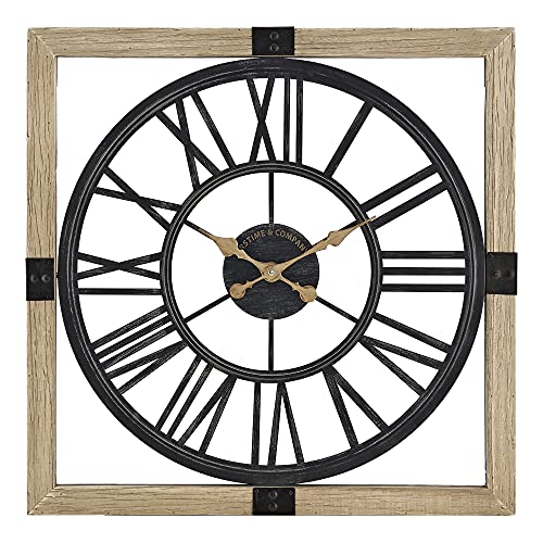 FirsTime & Co. Natural Lexington Wall Clock for Home Office, School, Kitchen, Living Room, Bedroom, Square, Wood, Farmhouse, 22.75 x 1.5 x 22.75 inches