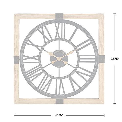 FirsTime & Co. Natural Lexington Wall Clock for Home Office, School, Kitchen, Living Room, Bedroom, Square, Wood, Farmhouse, 22.75 x 1.5 x 22.75 inches