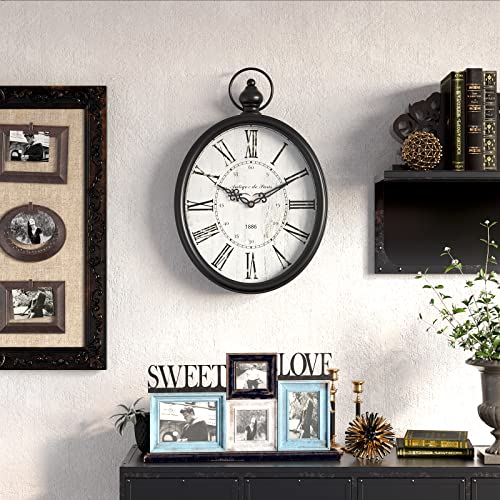 Retro Oval Wall Clock - Vintage Farmhouse Style