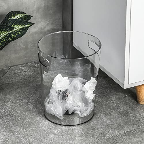 Anyoifax Small Trash Can Plastic Wastebasket 1.5 Gallon Round Garbage Container Bin with Handles for Bathroom, Bedroom, Kitchen, College Dorm, Office, Craft Room - Clear