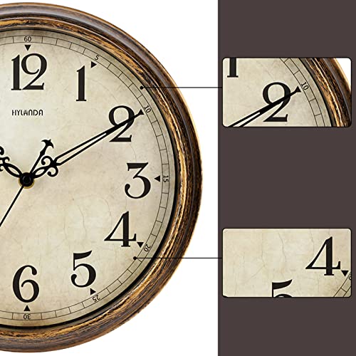Vintage 12 Inch Silent Wall Clock in Bronze