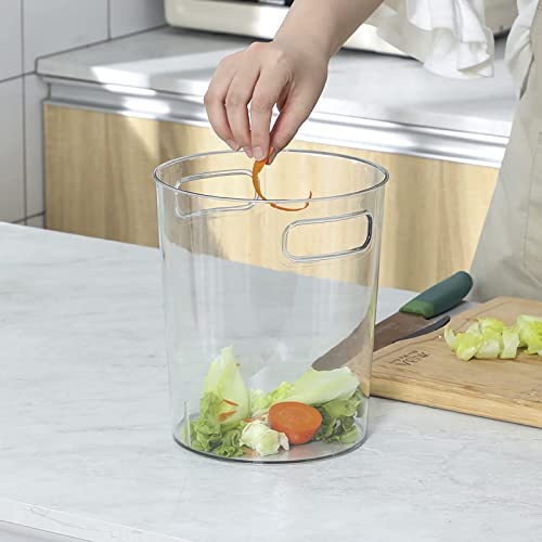 Anyoifax Small Trash Can Plastic Wastebasket 1.5 Gallon Round Garbage Container Bin with Handles for Bathroom, Bedroom, Kitchen, College Dorm, Office, Craft Room - Clear
