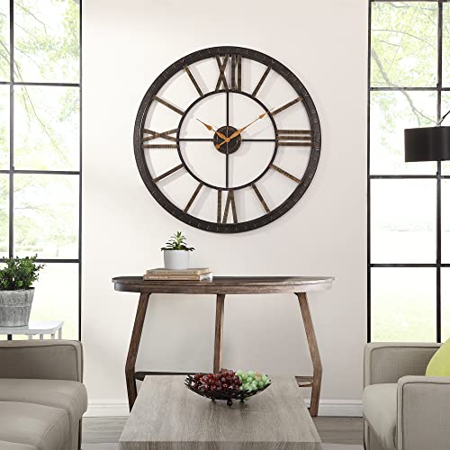 FirsTime & Co. Bronze Big Time Wall Clock, Large Vintage Decor for Living Room and Home Office, Round, Plastic, Farmhouse, 40 inches