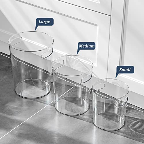 Anyoifax Small Trash Can Plastic Wastebasket 1.5 Gallon Round Garbage Container Bin with Handles for Bathroom, Bedroom, Kitchen, College Dorm, Office, Craft Room - Clear