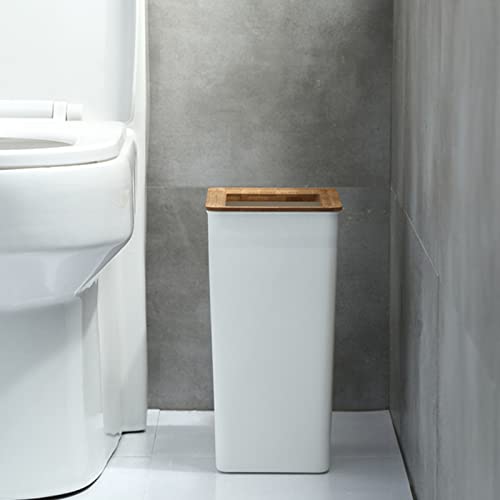 Dicunoy Plastic Slim Trash Can, 2.4 Gallon White Garbage Container, Little Wastebasket Garbage Bin for Bathroom, Living Room, Home, Kitchen, Office Hold Waste, Recycling