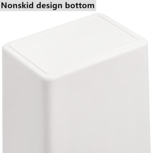 Dicunoy Plastic Slim Trash Can, 2.4 Gallon White Garbage Container, Little Wastebasket Garbage Bin for Bathroom, Living Room, Home, Kitchen, Office Hold Waste, Recycling