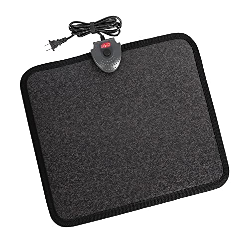 Hodeamy Heated Floor Mat Under Desk for Foot Warmer - Wider 110V Adjustable Temperature Electric Heating Pad - Carbon Crystal & Energy Saving Feet Warmers for office,home (Black Gray)