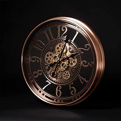 INFINITY TIME Real Moving Gears Modern, 21 Inch Industrial Steampunk Large Big Metal Gold Wall Clock for Living Room Decor, Office, ,Antique Bronze Copper,Arabic Numerals