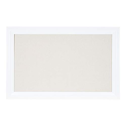 Kate and Laurel Whitley Modern Linen Fabric Pinboard, 29.5" x 45.5", White, Contemporary Bulletin Board for Wall