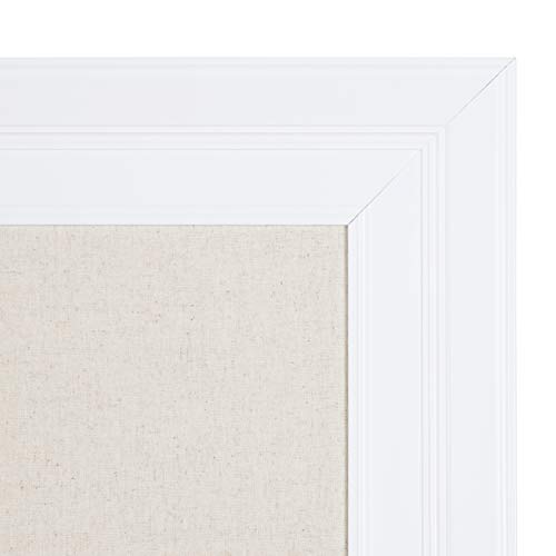 Kate and Laurel Whitley Modern Linen Fabric Pinboard, 29.5" x 45.5", White, Contemporary Bulletin Board for Wall