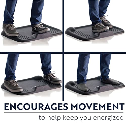 KANGAROO Thick Standing Desk Comfort Anti Fatigue Mat, Raised Terrain Relieves Pressure, Ergonomic Stretching Massaging Durable Support Cushion, Kitchen Office, Garage Foam Pad Accessories, Black