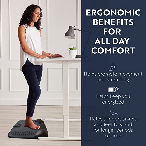KANGAROO Thick Standing Desk Comfort Anti Fatigue Mat, Raised Terrain Relieves Pressure, Ergonomic Stretching Massaging Durable Support Cushion, Kitchen Office, Garage Foam Pad Accessories, Black