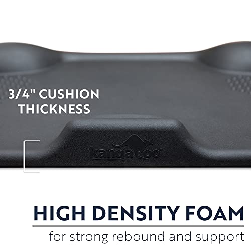 KANGAROO Thick Standing Desk Comfort Anti Fatigue Mat, Raised Terrain Relieves Pressure, Ergonomic Stretching Massaging Durable Support Cushion, Kitchen Office, Garage Foam Pad Accessories, Black