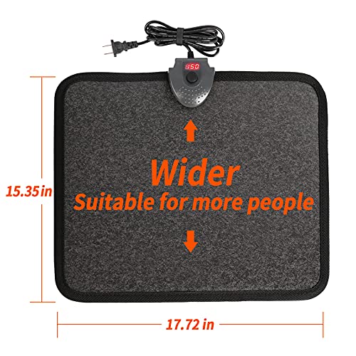 Hodeamy Heated Floor Mat Under Desk for Foot Warmer - Wider 110V Adjustable Temperature Electric Heating Pad - Carbon Crystal & Energy Saving Feet Warmers for office,home (Black Gray)