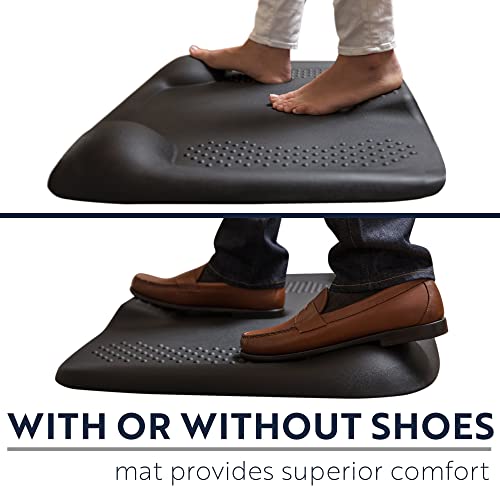 KANGAROO Thick Standing Desk Comfort Anti Fatigue Mat, Raised Terrain Relieves Pressure, Ergonomic Stretching Massaging Durable Support Cushion, Kitchen Office, Garage Foam Pad Accessories, Black